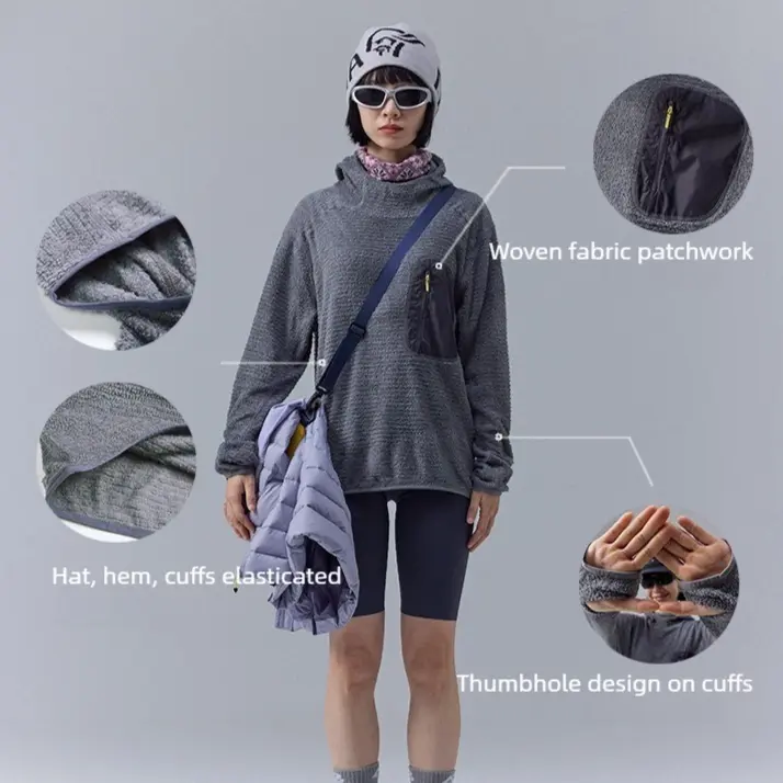Leica‑Tech Thermolite Air‑Fleece Pullover Hoodie, Lightweight Thermoregulating Thermal Sweatshirt, Warm Breathable Outdoor Sports Hooded Top, Unisex Mid‑Layer Fleece for Hiking Running Camping