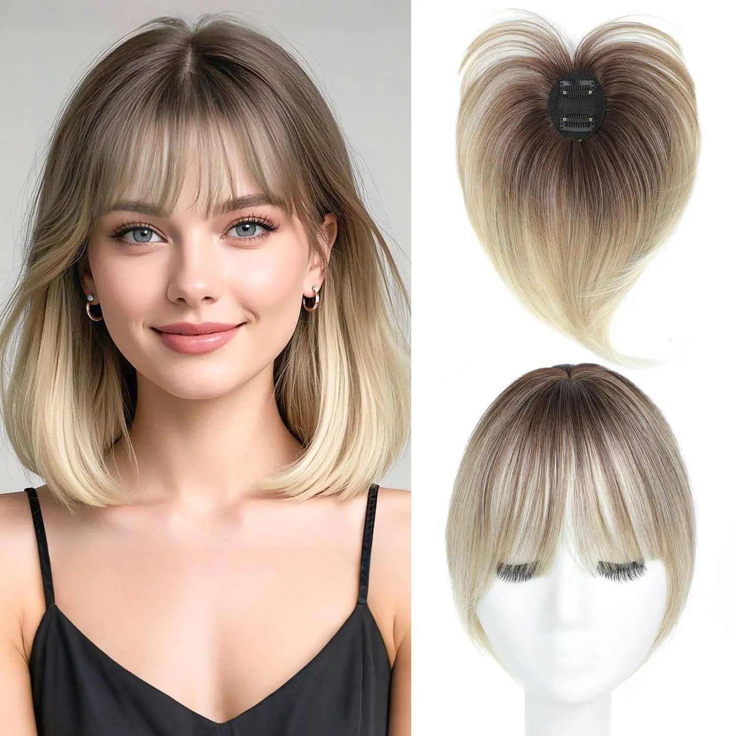 Wig bangs wig blond breathable white hair block seamless invisible female head natural reissue