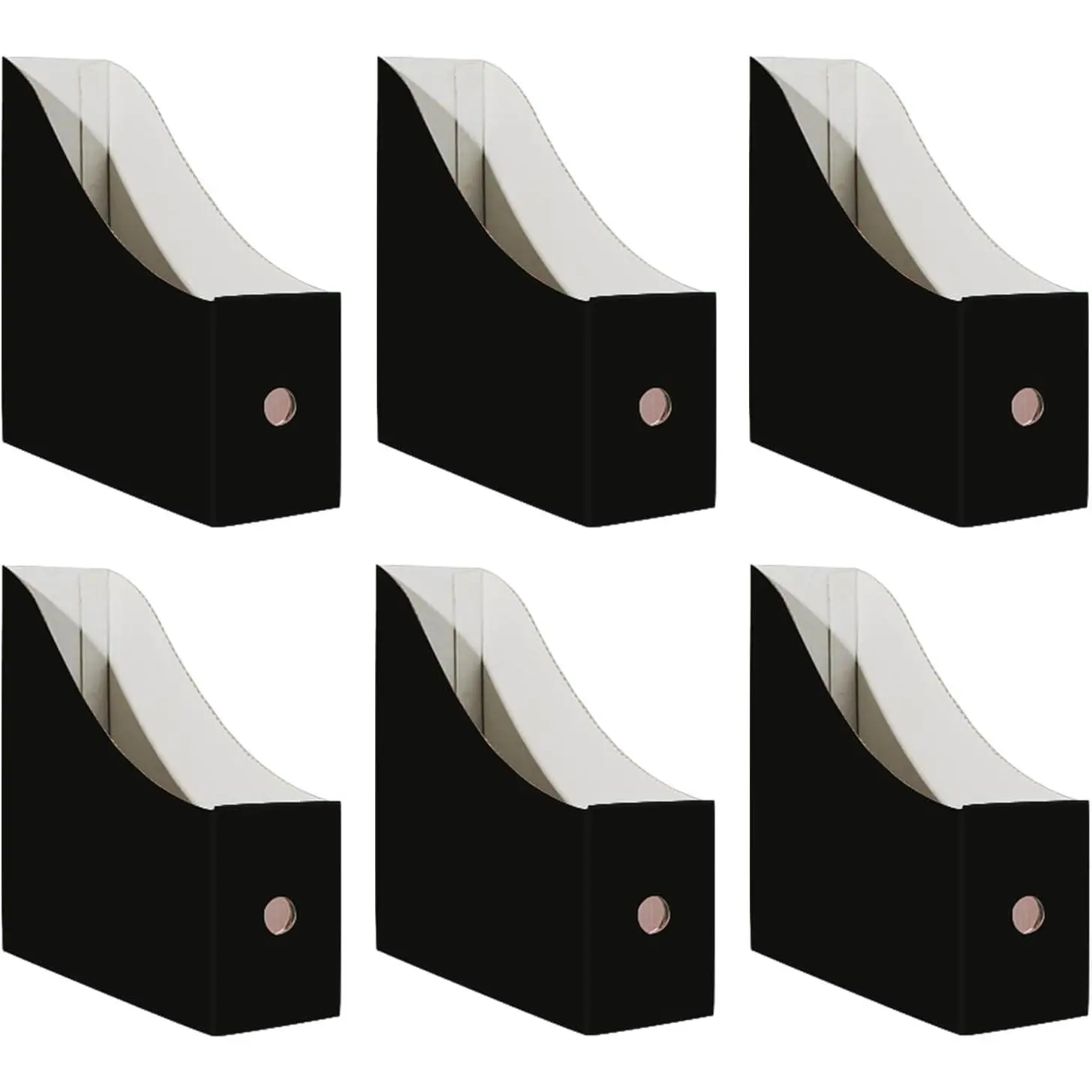 6-Pack Simple Rectangular Black Cardboard Magazine File Holder for Desk, Classroom/Office Use, 10.6x10.2x3.5" Book Organizer for Home Storage