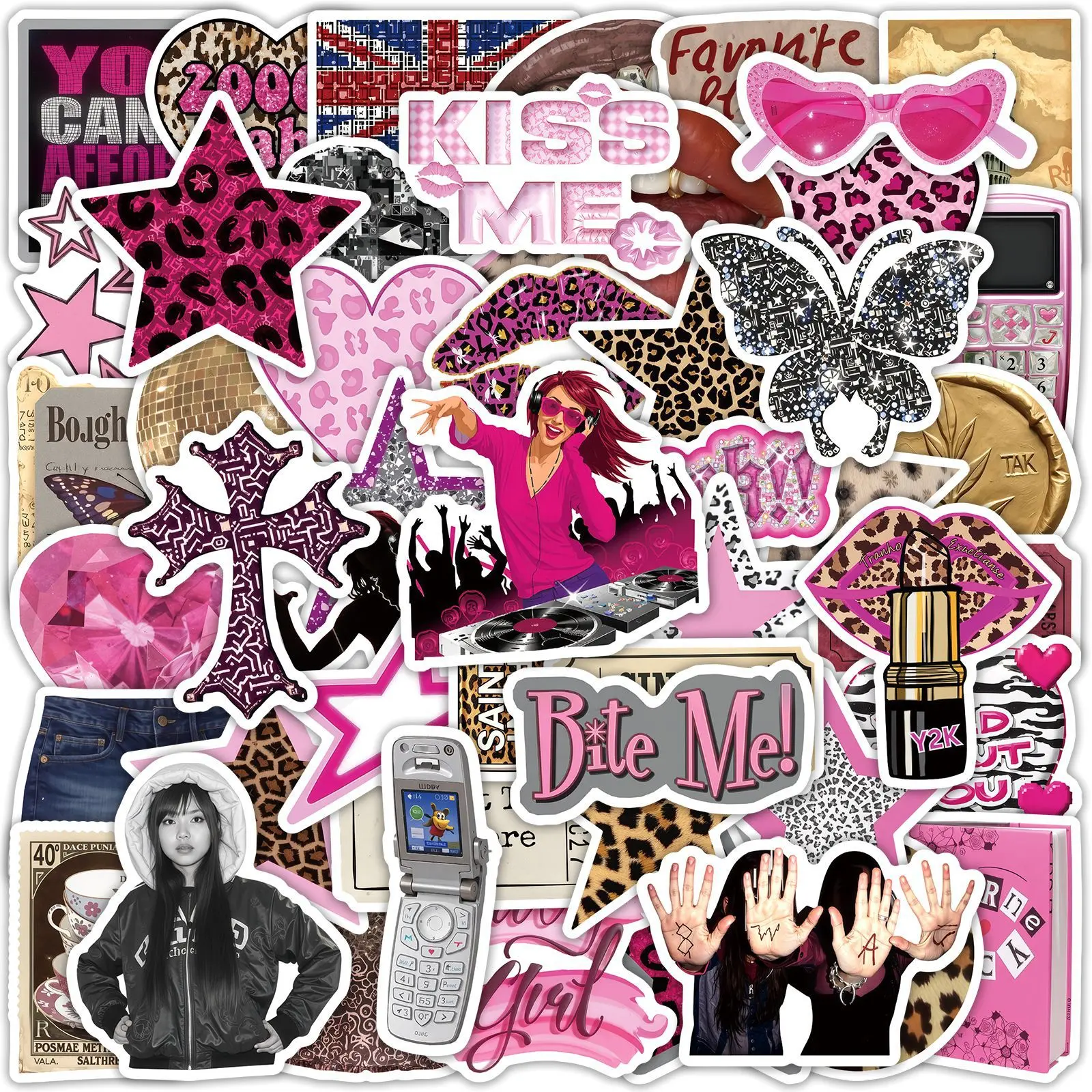 50Pcs Aesthetic Leopard Print Stickers, Fashion Trendy Decor Decals, Planner Accessories Office Products for Journal Notebook Gift Wrapping DIY Crafts