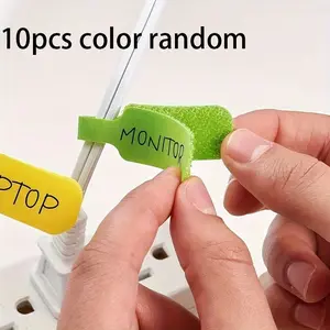 10pcs Self-Adhesive Magic Tape, Colorful Cable Labels, Writeable Nylon Wire Organizers, Reusable Identification Stickers
