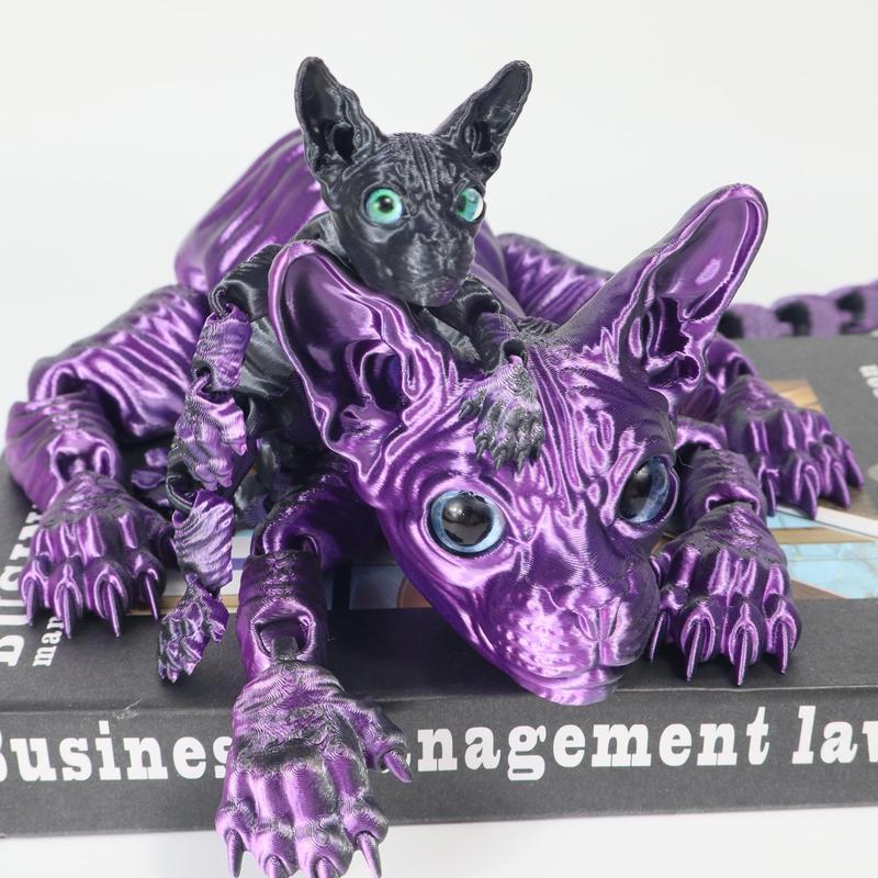 3pcs 3D Printed Cute Large Hairless Cat Decorative Figurine, Realistic Eyes, Colorful Kitten Gift Set, Perfect Holiday Party Decoration