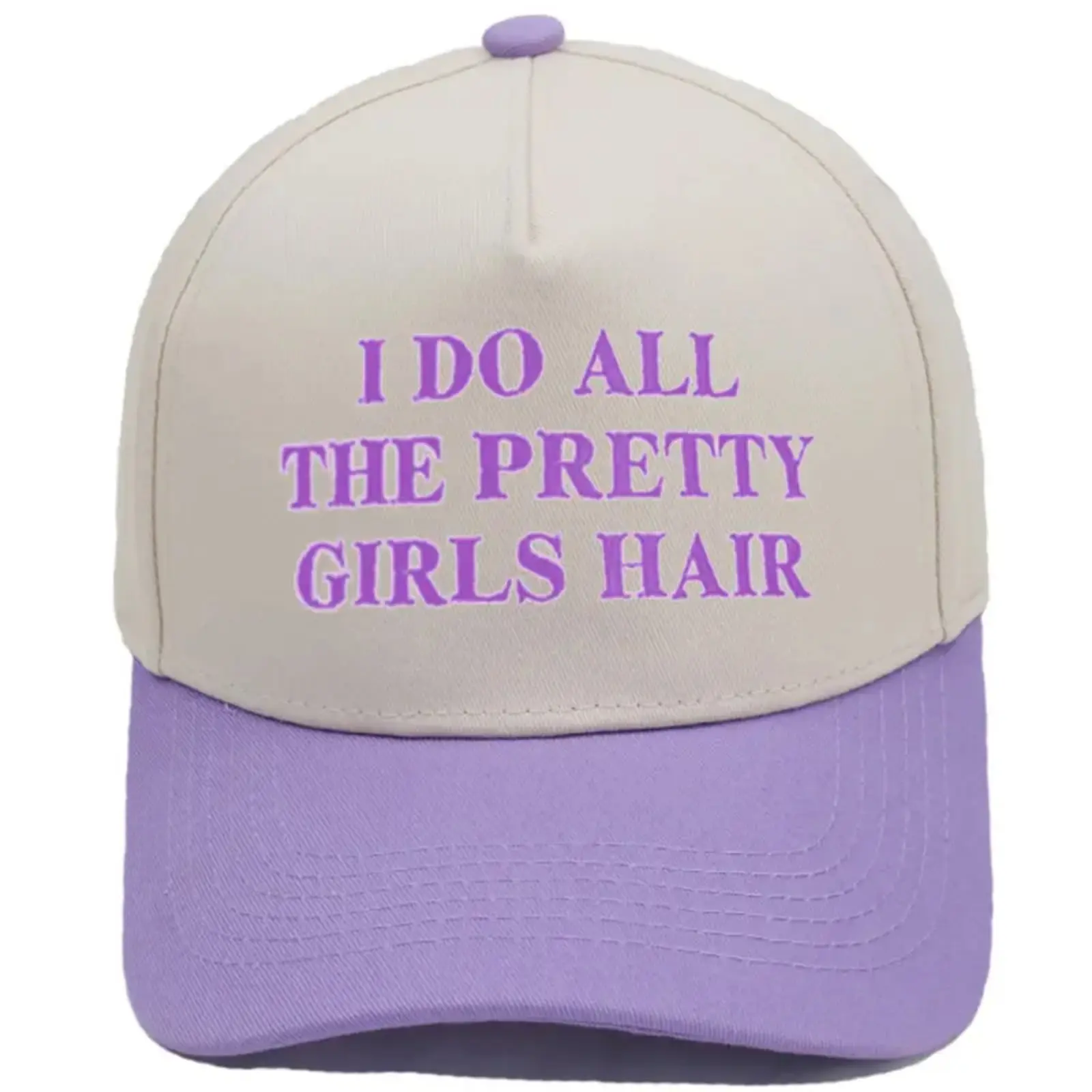 Funny I Do All The Pretty Girls Hair Embroidered Hat Lavender Cream Two Tone Snapback Cap Cute Hairdresser Gift Summer Baseball Trucker Cap for Women Men,back to school,back to school haul