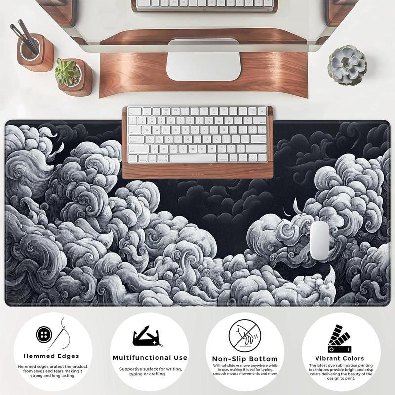 Cloud Pattern Mouse Pad, Rectangle Gaming Mouse Pad, Office Desk Keyboard Mat for Home Office Desk, Non-Slip Rubber Base Mousepad for Gaming