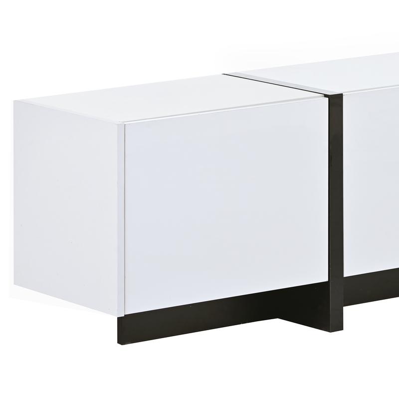 Bellemave ON-TREND White & Black Contemporary Rectangle TV Stand with 2 Drawers & 3 Cabinets for TVs Up to 80'' Modern TV Cabinet with UV Surface for Living Room