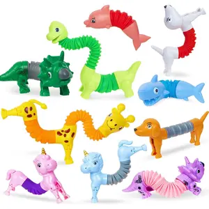 10PCS Animal Pop Tubes Fidget Toys, Sensory Stress Relief Toys for Autism, Goodie Bag Stuffers for Kids, Treasure Box Toys & Classroom Prizes, Party Favors for Kids 3-5fidget toys