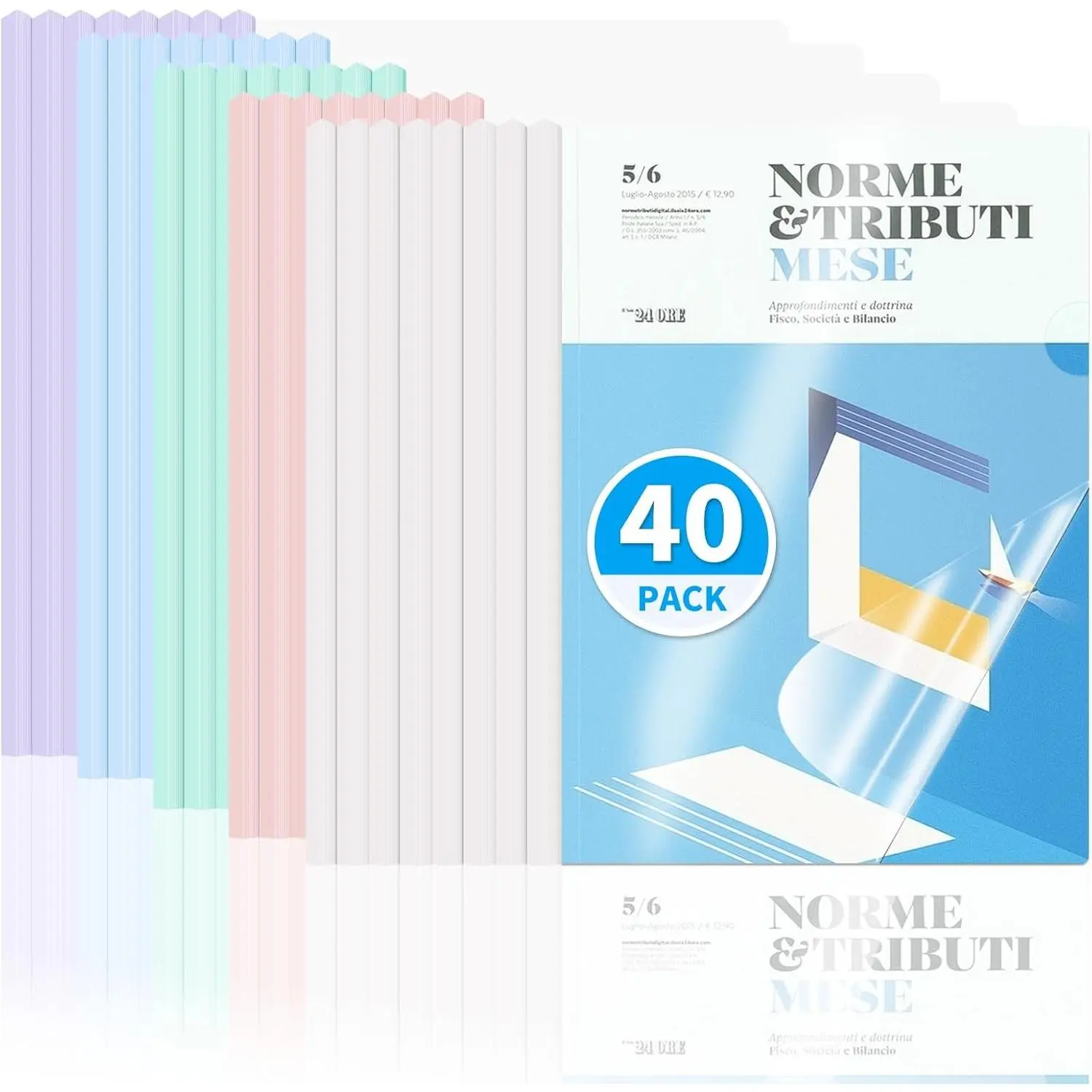 40 Pack, Clear Report Covers with Sliding Bar for Letter and A4 Sheets – 70-Sheet Capacity Presentation Folders, Resume Covers & Document Binders for Office, School & Business (Multicolor)