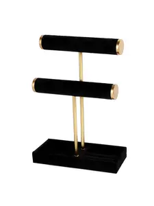 Double Layer Design Velvet Jewelry Rack, Bracelet and Bangle Display Stand, Desktop Ring and Earring Organizer, Luxury Jewelry Holder, Style, Gift Idea