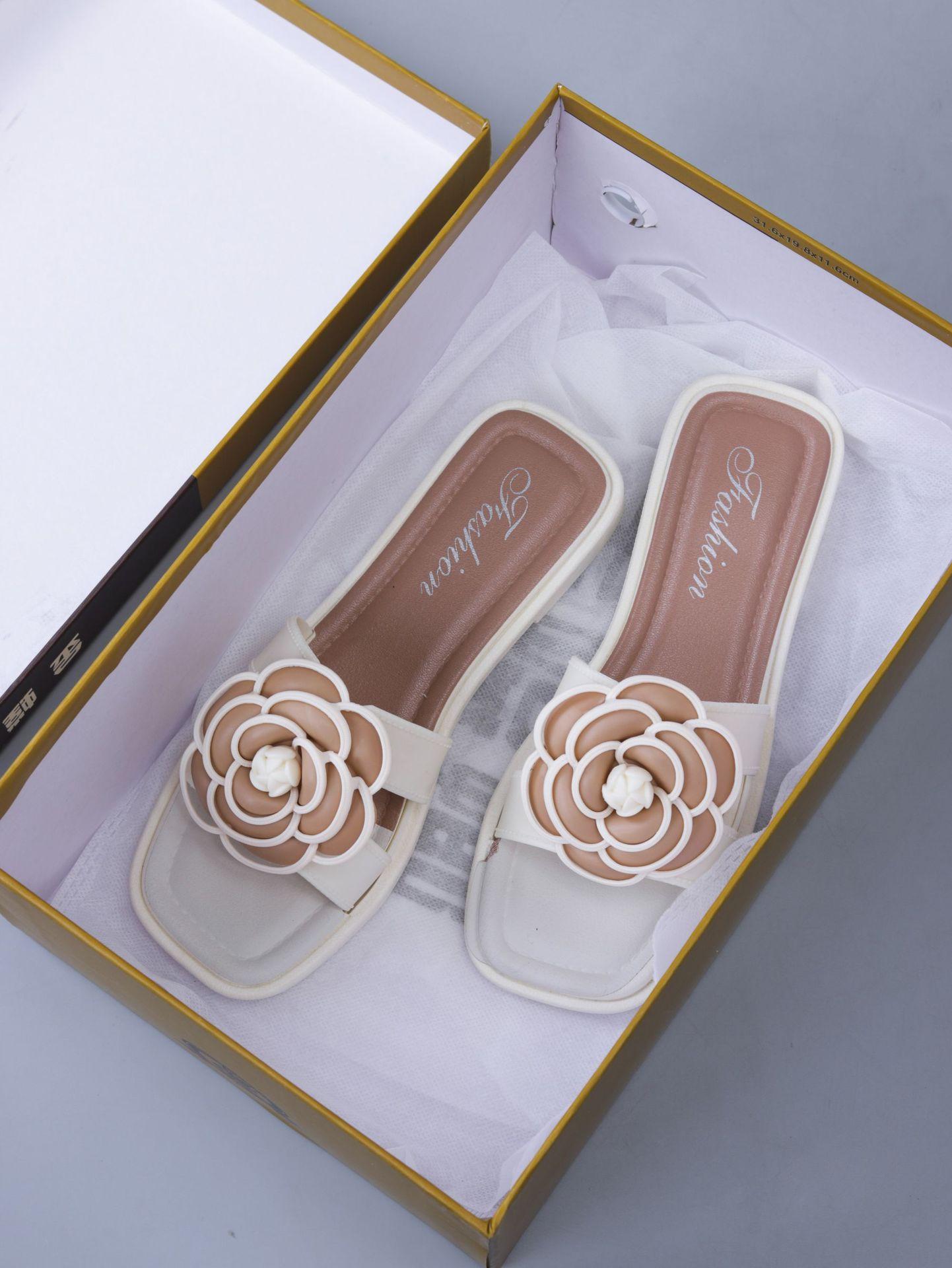 New summer bowknot women's sandals for outdoor wear, non-slip soft-soled flat fashionable home and outdoor slippers