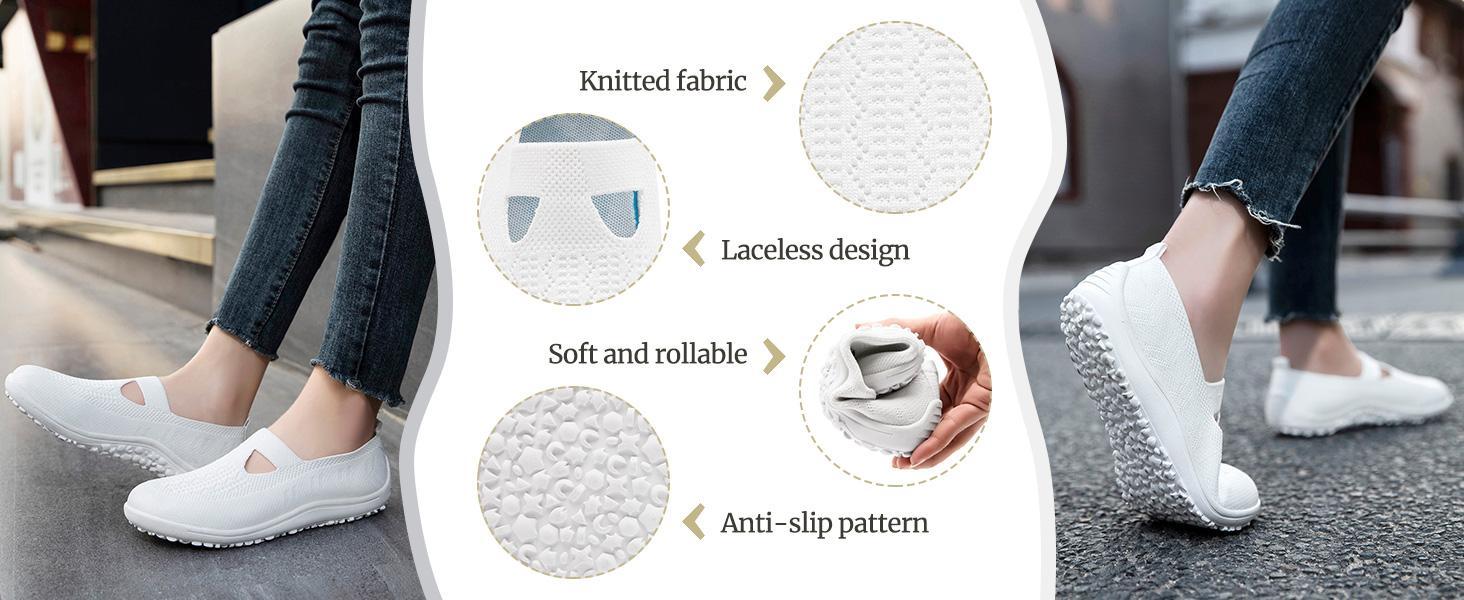 Women's Slipon Barefoot Flats Casual Shoes Fashion Comfortable Breathable Footwear Loafers with Rubber Sole Minimalist Walking Wide Toe Box Sneakers Lightweight All-Season  Girl SpringStatements