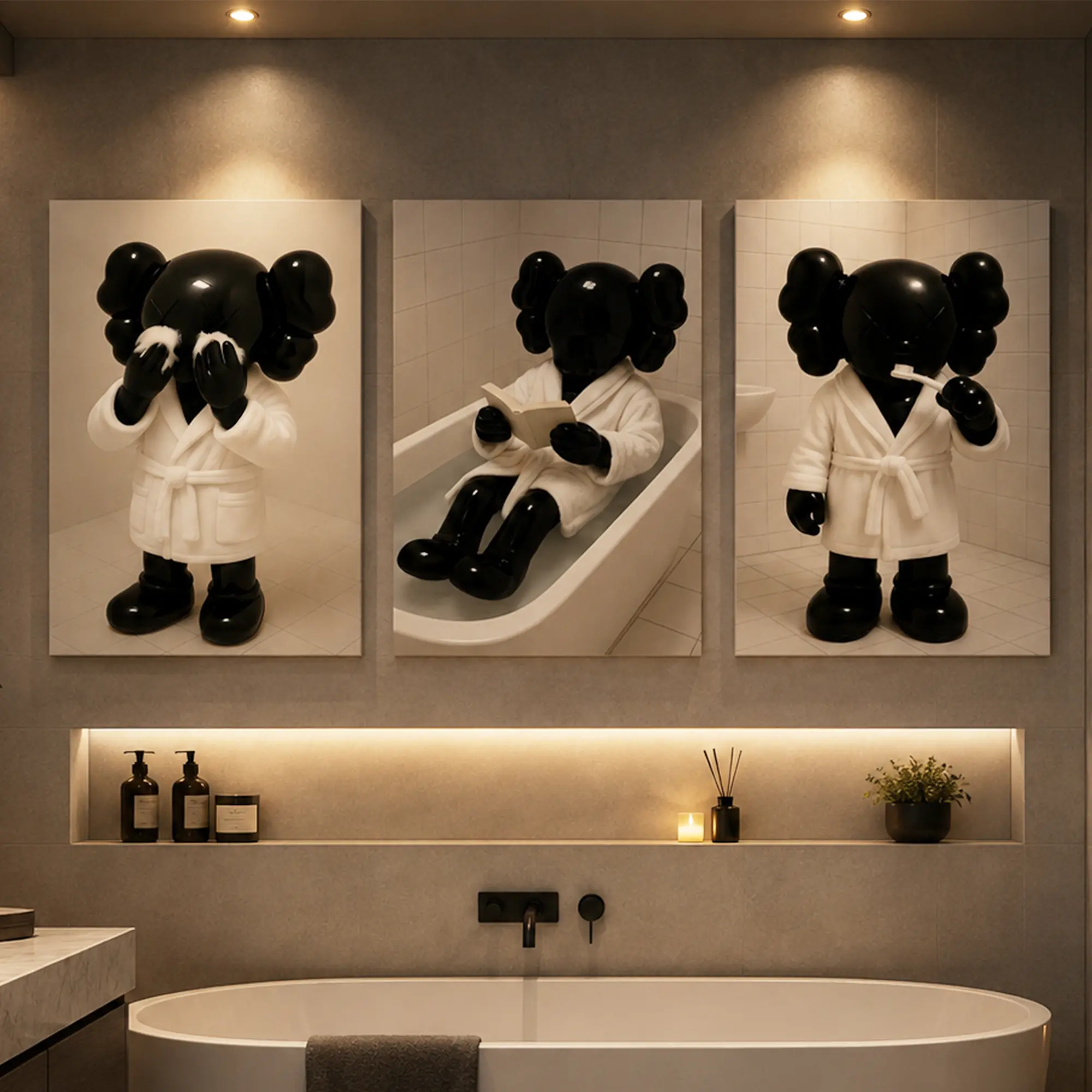 Interesting bathroom wall decoration art set of 3. Black and white style wall decorations, suitable for bathroom decoration.Minimalist Bathroom Wall Decor, Modern Home Decor, Powder Room Art, Guest Bathroom Decor