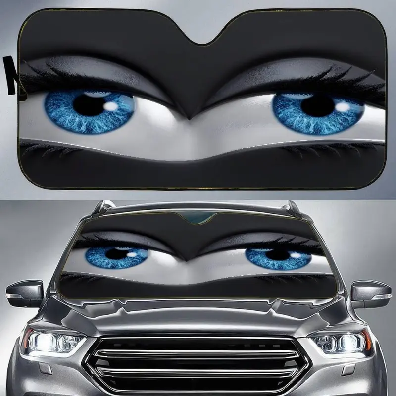 1PC Funny Cartoon Eyes Car Windshield Sunshade UV Protection Sun Cover For Car Windshield for Sedan Compact Hatchback SUV