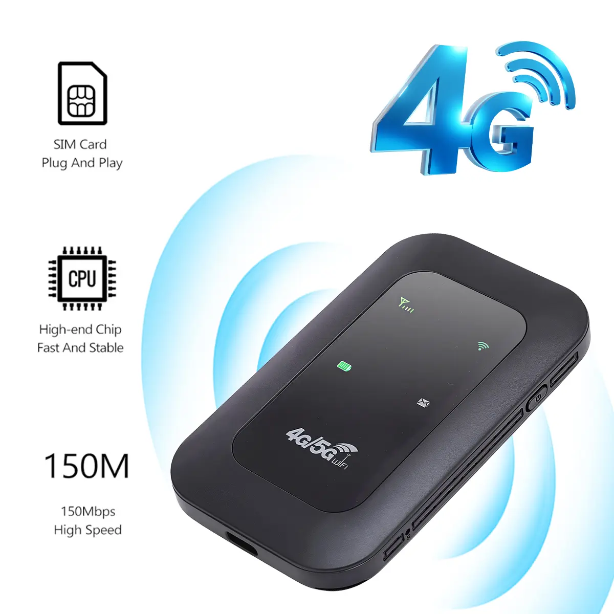 4G LTE Portable WiFi Hotspot，150Mbps High-Speed Mobile Router, Multi-Device Connectivity, Pocket Design, Europe Coverage, Long Battery Life,Supports Phones & Smart Devices