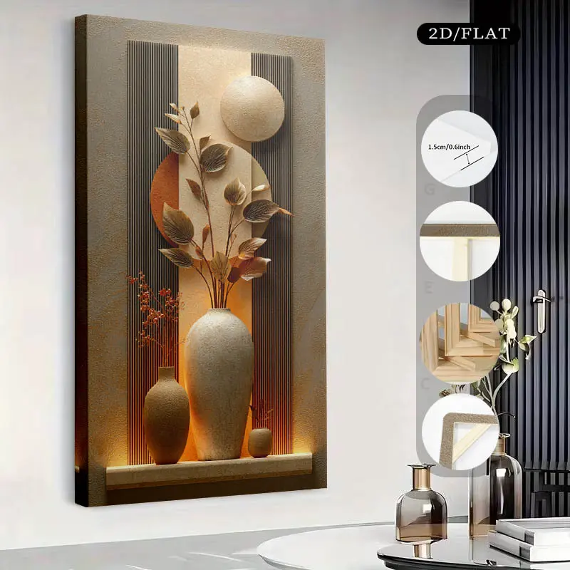 2D painting, 1 large canvas, size 19.68inch x 39.37inch (50cm x 100cm ), featuring an abstract floral design, is perfect for wall decoration in the living room, hallway, or kitchen, and also makes an excellent home decor gift for the New Year