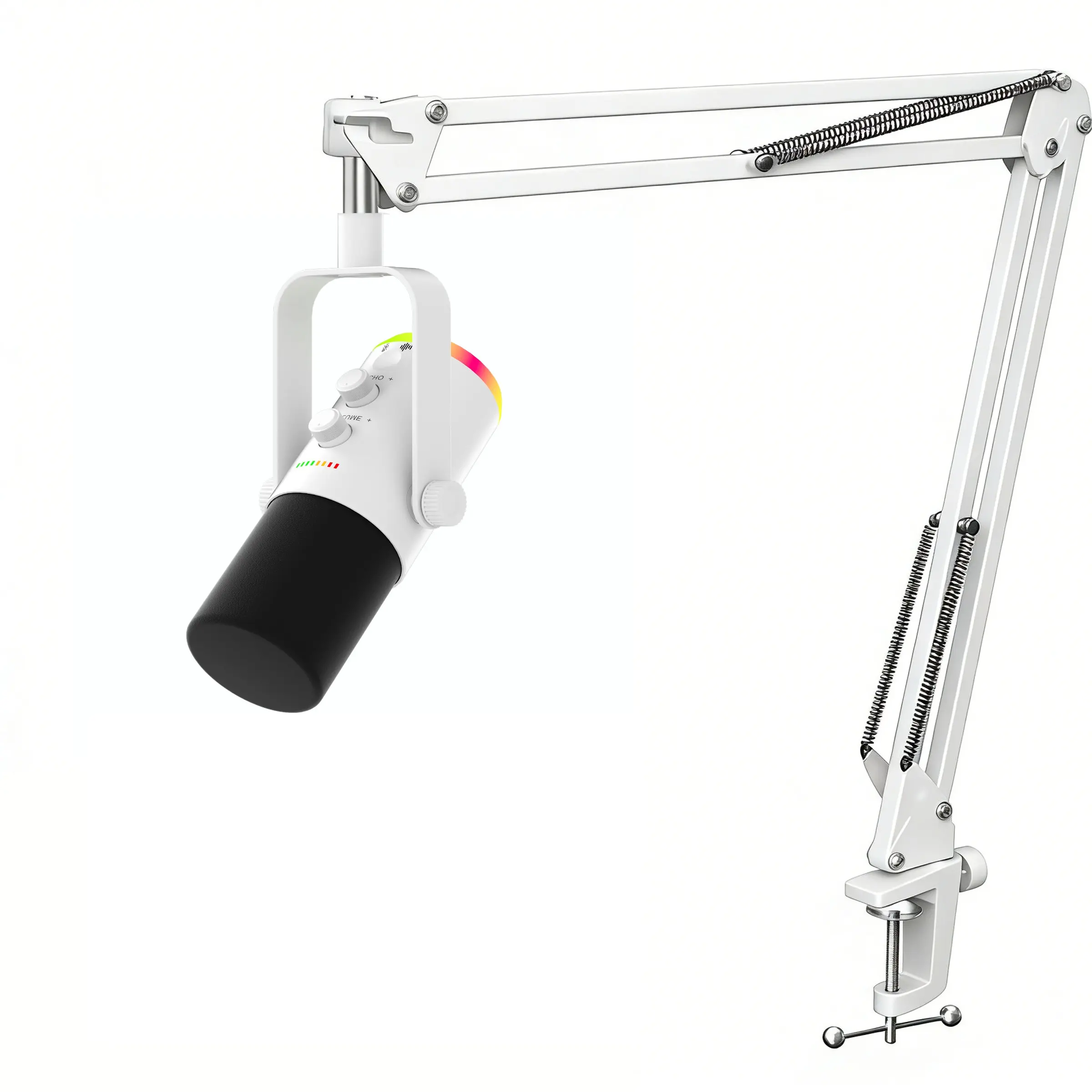 Game microphone kit, USB microphone, boom arm, RGB microphone for broadcasters for podcast recording, affordable game microphone kit, game live streaming, content creation, click mute, mixing control, headphone jack