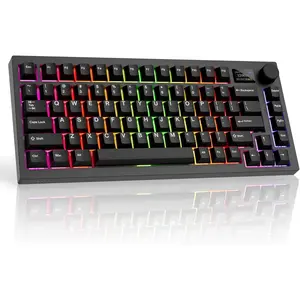 Spectre 75 Mechanical Gaming Keyboard | Customizable LCD Screen Display & Knob | Tri-Mode   2.4GHz | Gasket Mount Hot Swappable | Black Candy Red Linear Switches