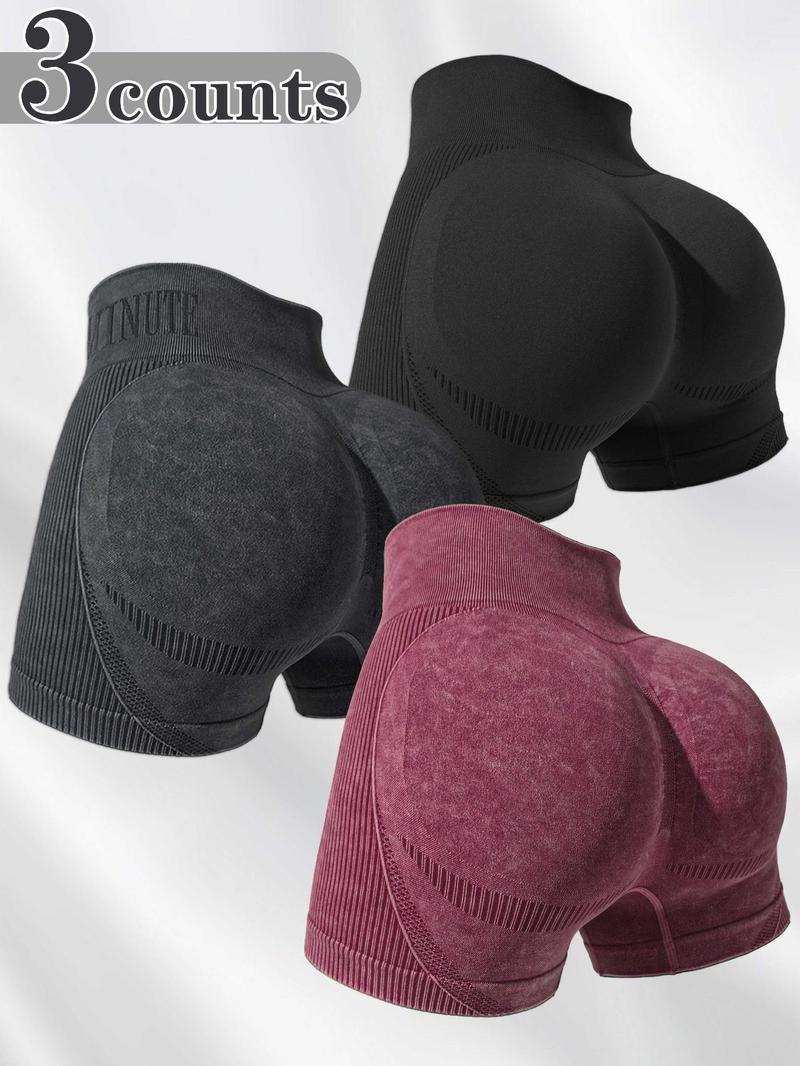 Women's Letter Print Seamless Sports Shorts, High Stretch Breathable Comfortable Skinny Shorts, Ladies Sportswear for Indoor Outdoor Wear