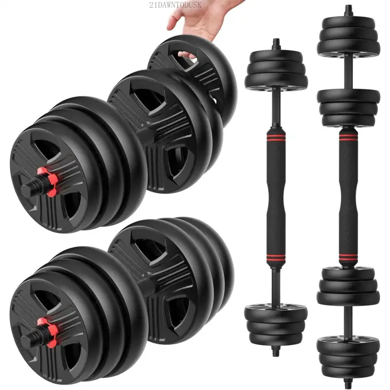 Adjustable Dumbbells with Dumbbell Plates & Connector, 20/30/40/55/60/70/80/90lbs Free Weight Set, 2-3 in 1 Convertible to Barbell/Kettlebells, Home Gym Fitness Equipment for Men/Women, Velvet Bloom15, Fitness Exercises21DAWNTODUSK