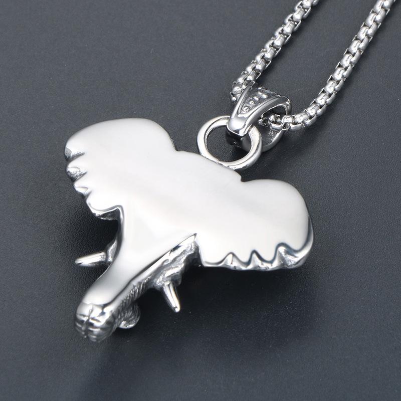 Retro titanium steel jewelry mascot god of wealth elephant necklace fashion elephant head pendant animal portrait sp763