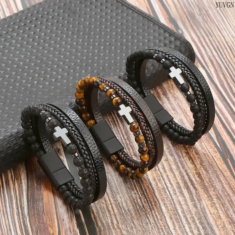 Religious Multi-Layer Cross Bracelet for Men & Women, 21cm Elegant Healing Symbol, Daily Casual Jewelry, Christmas Anniversary Gift for Daughter, Birthday tiktokshopbacktoschool, Bracelets Bangles, Cross Design Bangle