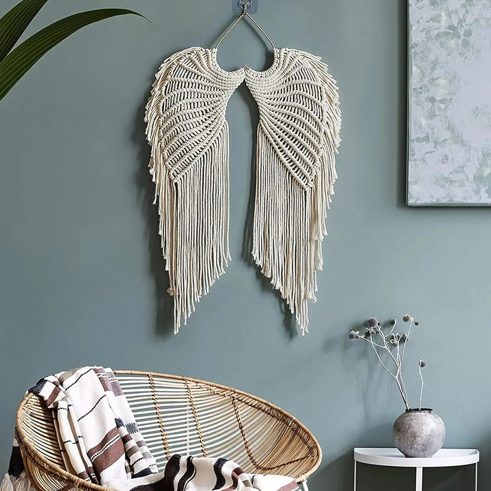 Hangable Angels Wing Macrame Wall Tapestry-Boho Wall Hanging Decor,Woven Wall Hanging Ornaments with Long Tassels,Home Decoration,bedroom Decoration, accessory