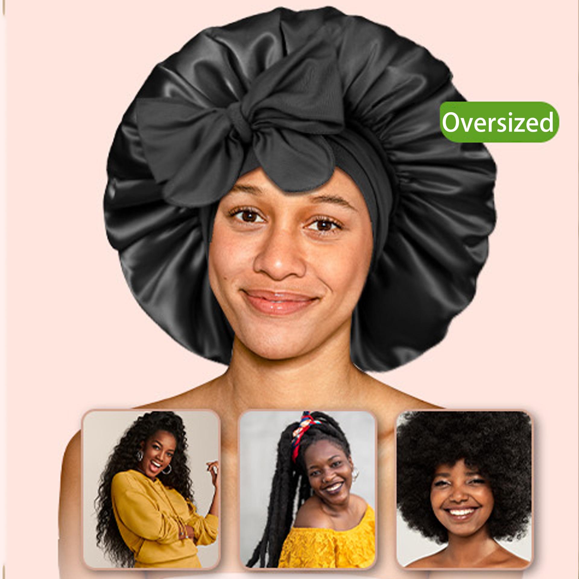 Long Bonnet Satin Hair Silk Bonnet for Sleeping Women, Silky Bonnets for Women with Tie Band, Sleep Cap for Braids Curly Hair