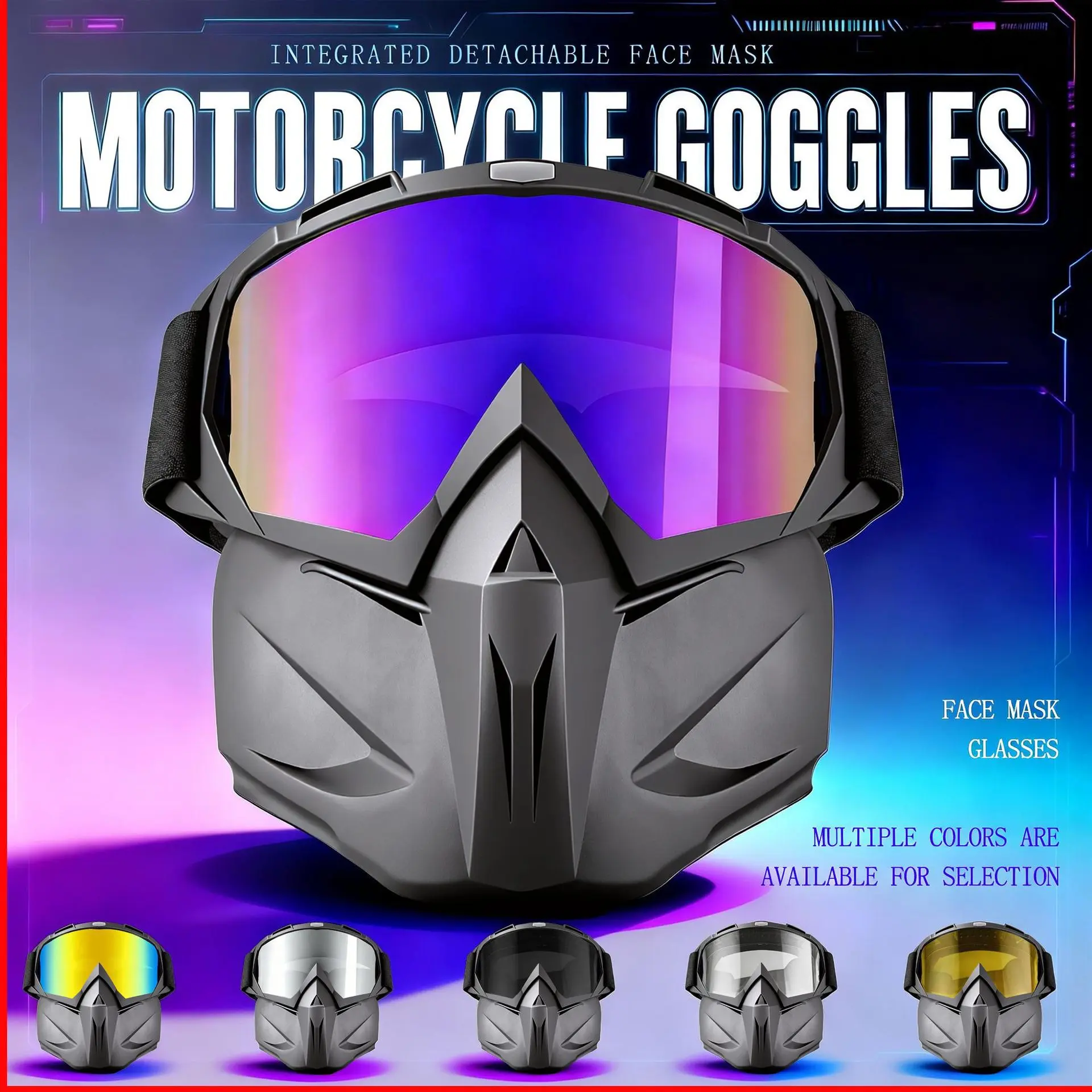 One-Piece Motorcycle Goggles, Viral Vintage Harley Style Riding Windproof Glasses, Integrated Full Face Shield Off-Road Motorbike Eyewear, Shock Resistant Lens & Flexible Comfort Frame, Dust Wind UV Block Design, Great For Highway Cruising, Cross-Country