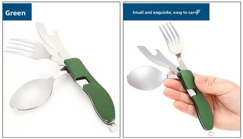 Portable Stainless Steel Cutlery Set for Travel Camping Knife Fork Spoon 3 in 1 Folding Utensils Outdoor Multi - Function Cutlery