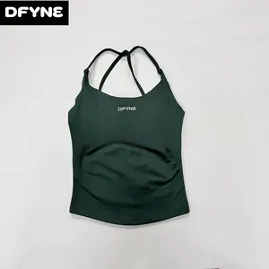 DFYNE Seamless Strappy Workout Tank – Twisted Back Design Athletic Top for Women, Breathable Gym & Fitness Wear