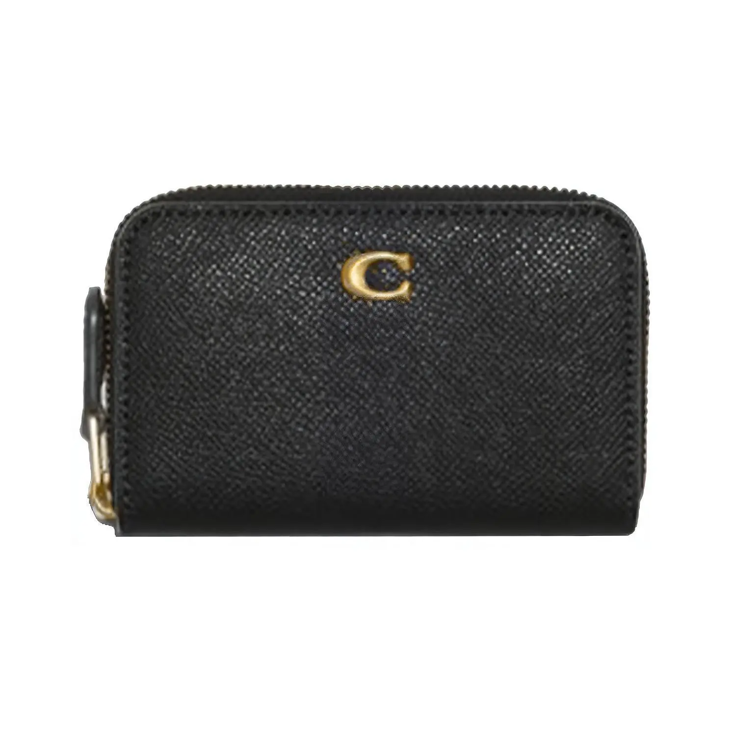 COACH Zip-Around 11 Leather Cardholder Clutch for Women, Black