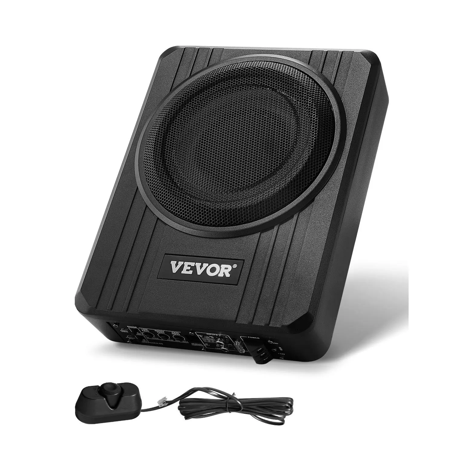 VEVOR 8" 400W Underseat Car Subwoofer, Slim Powered Car Subwoofers Under the Seat, Low Profile Audio Sub Built-in Amplifier, High/Low Level Input Volume Controller for SUVs, Car, Truck, RV