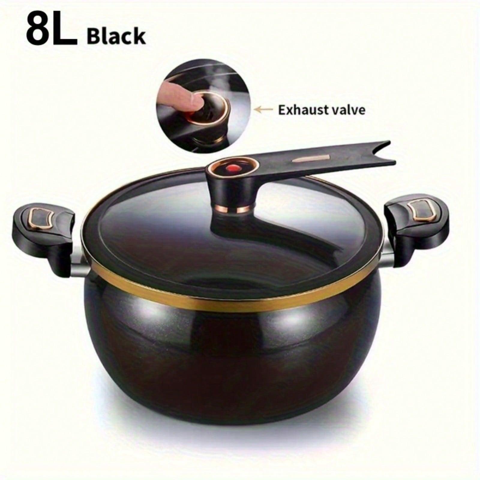 8.5L Large Nonstick Stockpot - Works with Induction & Gas Cooktops, Transparent Lid with Exhaust Valve, Easy to Clean