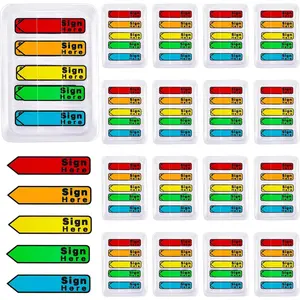 Teling 2000 Pcs/ 20 Packs Sign Here Sign Date Tabs Stickers Colored with Dispenser Arrow Flag Tabs with Dispenser Easy to Post for Notary Books Paper(Cute Style)