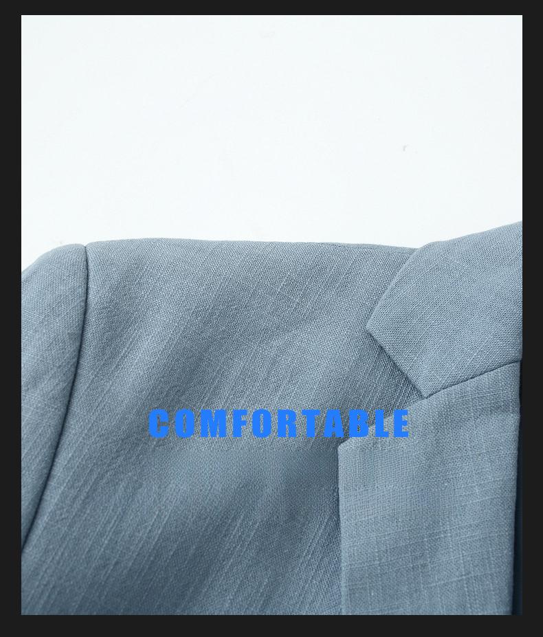 Men's Linen Blend Slim Fit Jacket  Breathable Casual Blazer, Two-Button Notch Lapel, Center Vent for Spring Fall