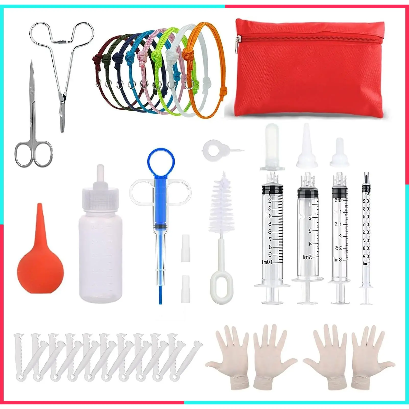 Puppy Kitten Whelping Supplies Kit for Newborn Pets Birth - Pregnant Dog Birthing Supplies - Use in Whelping Box - Pet Delivery Kit with Nursing Bottles