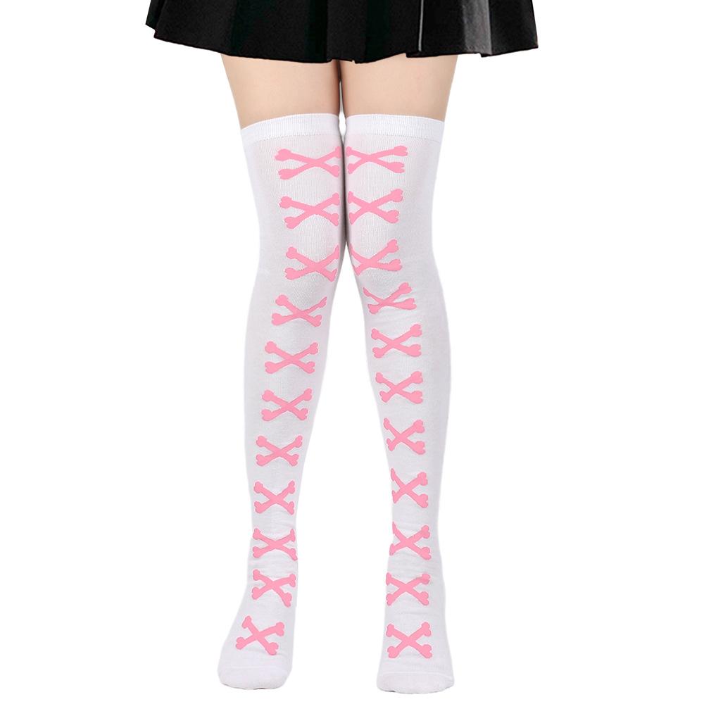 3 pairs Over-The-Knee Black White Pink Lolita Stockings