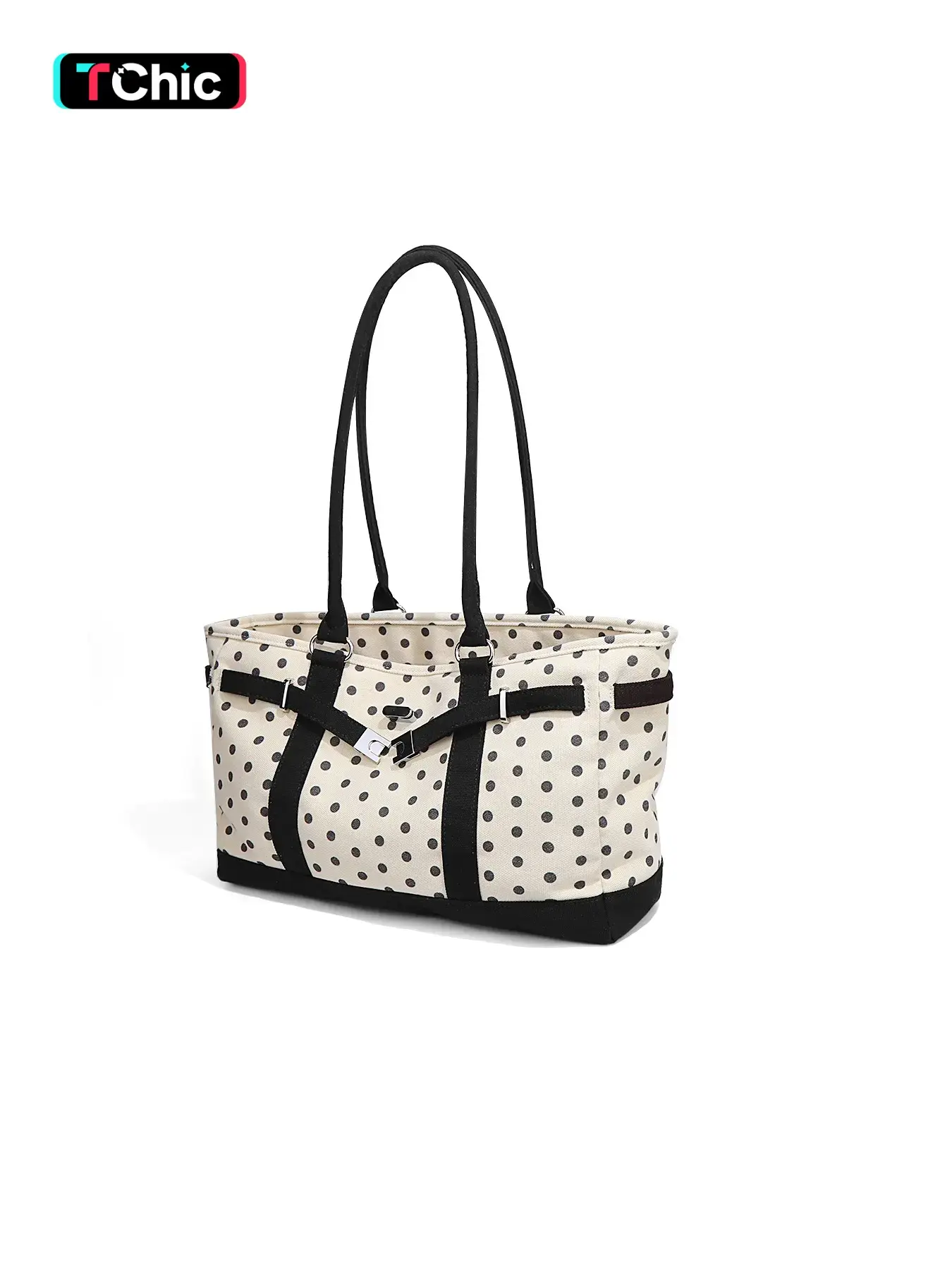 Slouchy Tote Bags Polka Dot Canvas Bag for Women, Large-Capacity Daily Commuter Tote, Versatile All-Season Shoulder Bag Hobo Handbag, Elegant Commuter Bag, Casual Fashion Bag, Casual Everyday Bag