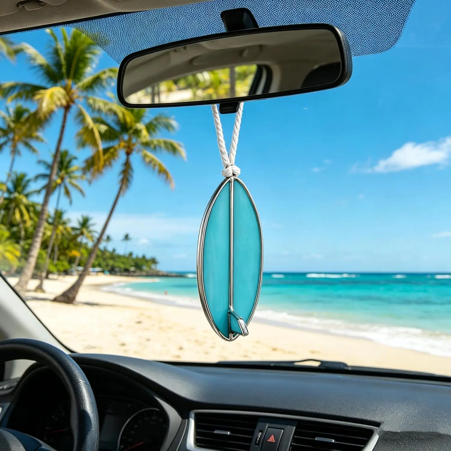 Surfboard  Decor Charm Beach Rear View Mirror Accessories Stained Glass  Accessories  Decor  Sun Catcher Surfer for Women Man