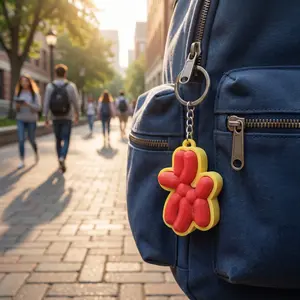 3.2cm Stress Relief Keychain, 3D Printed Whimsical Clicker Charm, Balloon Dog/rainbow/bow Pendant, Portable Anxiety Relief Accessory