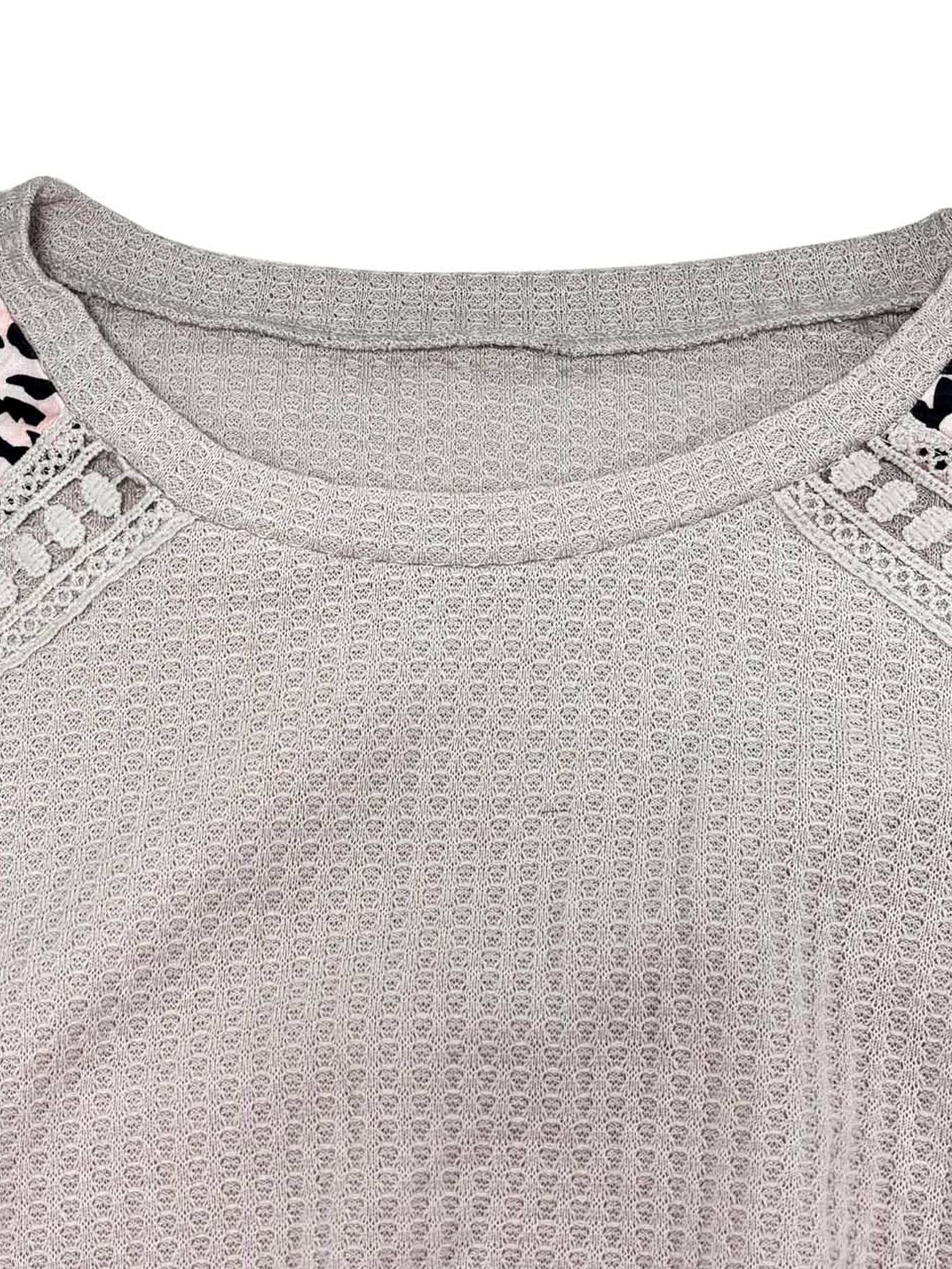 【Plus Size】 Leopard Patchwork Print Round Neck Knit Sweater Fitted, Casual Long Sleeve Crew Neck Jumper for Spring, Women's Plus Clothing for Daily Wear, Hoodie, Tops