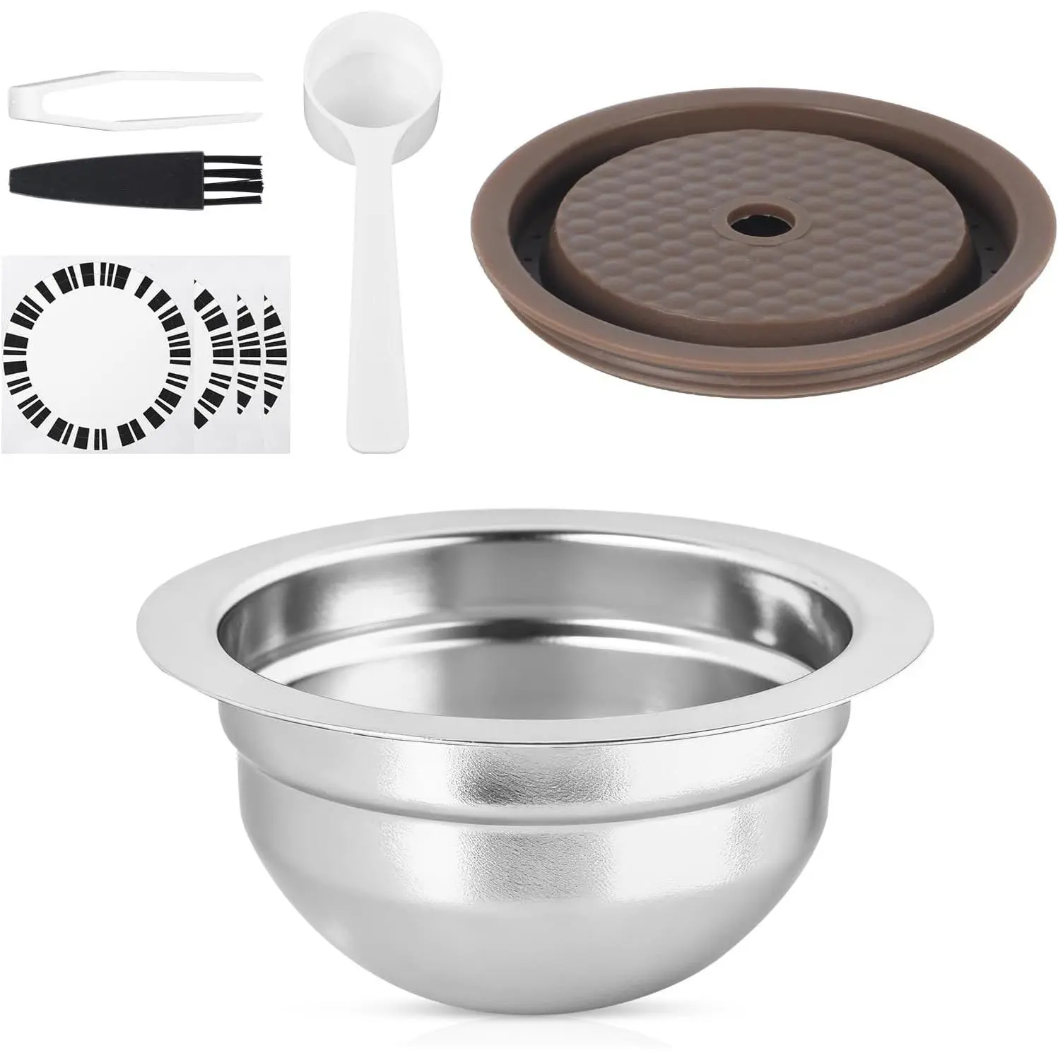Metal Refillable Silicone 80ml/2.7oz Double Espresso Stainless Steel Coffee Pod, Reusable, Fits Selected Vertuo Machines: ENV150, ENV135, Next, Pop, GCAT, Plus
