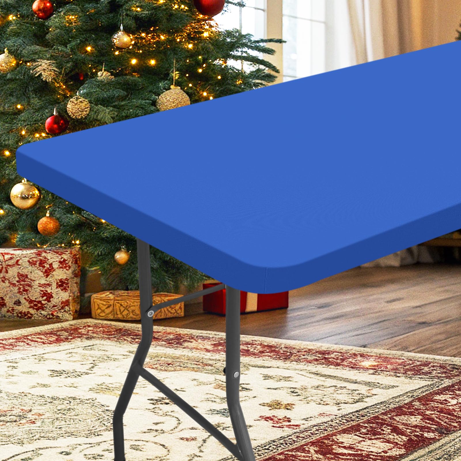 Hapihappy Rectangle Waterproof Table Cover Outdoor Picnic Camping Tablecloth Polyester Elastic Fitted Table Protector For Dinner