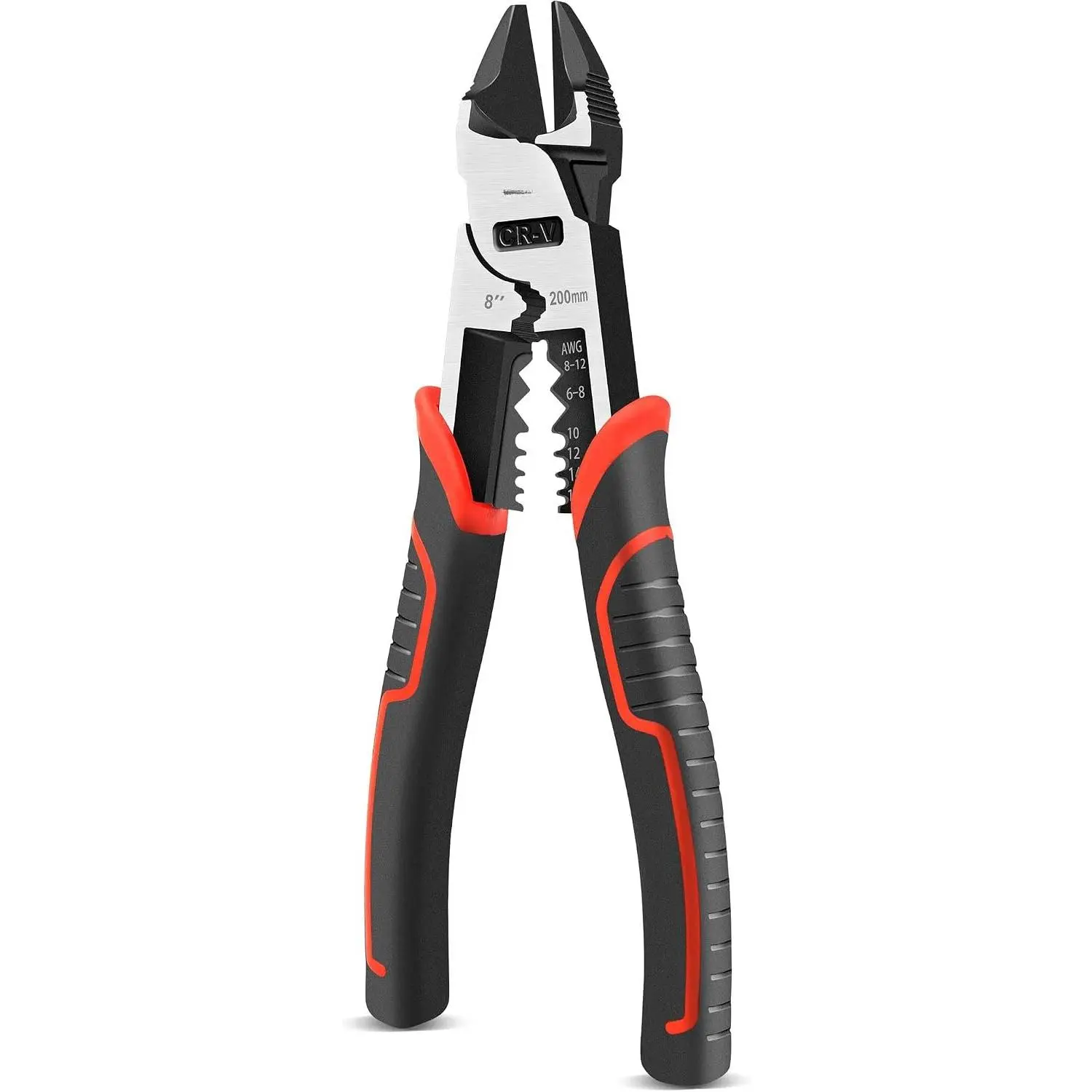 8" Diagonal  Pliers, 4 in 1 Multifunction Side Cutters Pliers with Pro-High Leverage, CRV Steel Heavy Duty Wire Diagonal Cutters for Electricians, Mechanics & DIY, HT0272-PL
