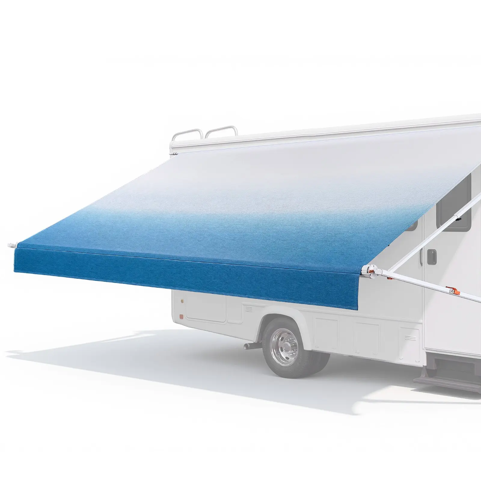 VEVOR Manual Retractable RV Awning Complete Kit, 17.12FT Stable Model with Aluminum Alloy Frame, 1000D 4-Layer PVC Waterproof Fabric, Lift Latch, LED Light & Outdoor Shade for Most RVs (Gradient Blue)