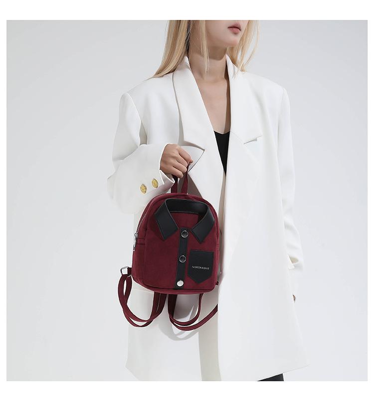 Korean-style niche design personalized shirt backpack, compact and lightweight women's backpack, casual and fashionable women's bag