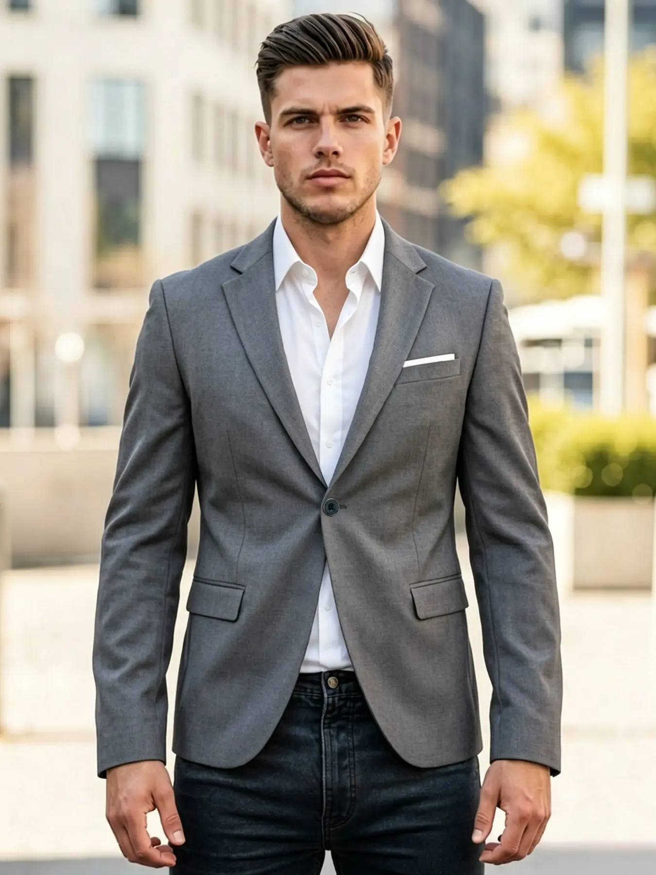 Men's Elegant Wedding Blazer Slim Fit Solid Notch Lapel Office Business Attire Clothes Party Jacket