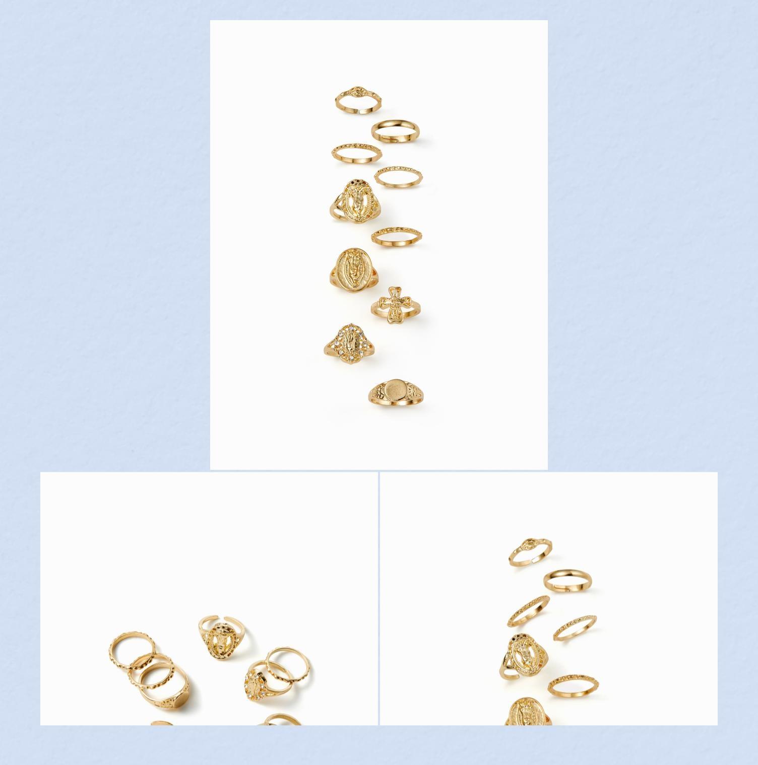 Cider 10 PCS ENGRAVED RING SET