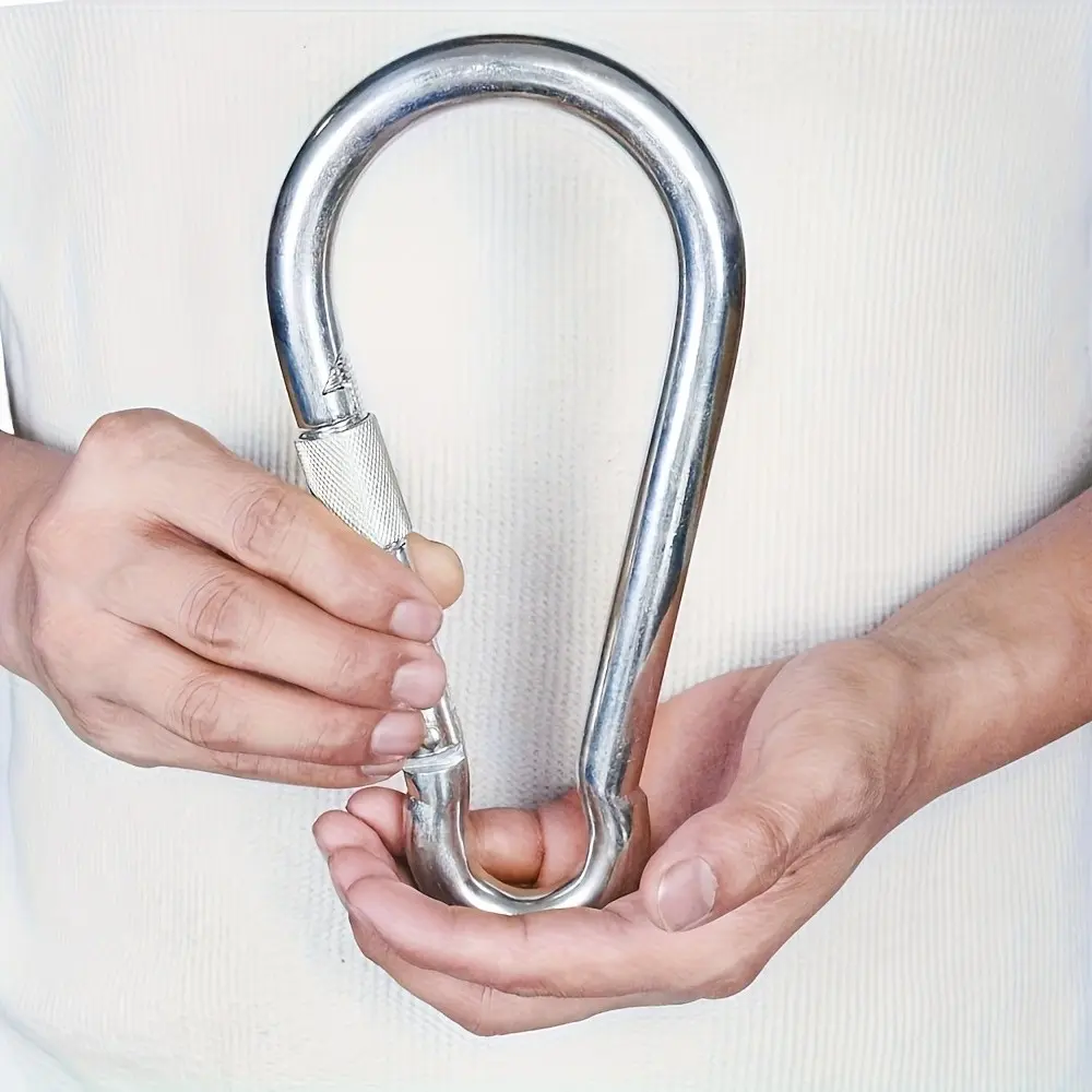 Oversized Stainless Steel Lock Multifunctional Hook, Ideal for Camping, Key Chains, Swings, Fishing Beds, Durable and Versatile