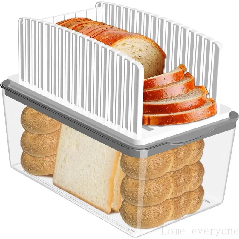 Upgrade Bread Slicer for Homemade Bread with Bread Box, Bread Slicing Guide Adjustable Width, Foldable and Compact  Guide with Crumb Tray, Suitability for Homemade Bread, Bagels,Cakes  Home everyone