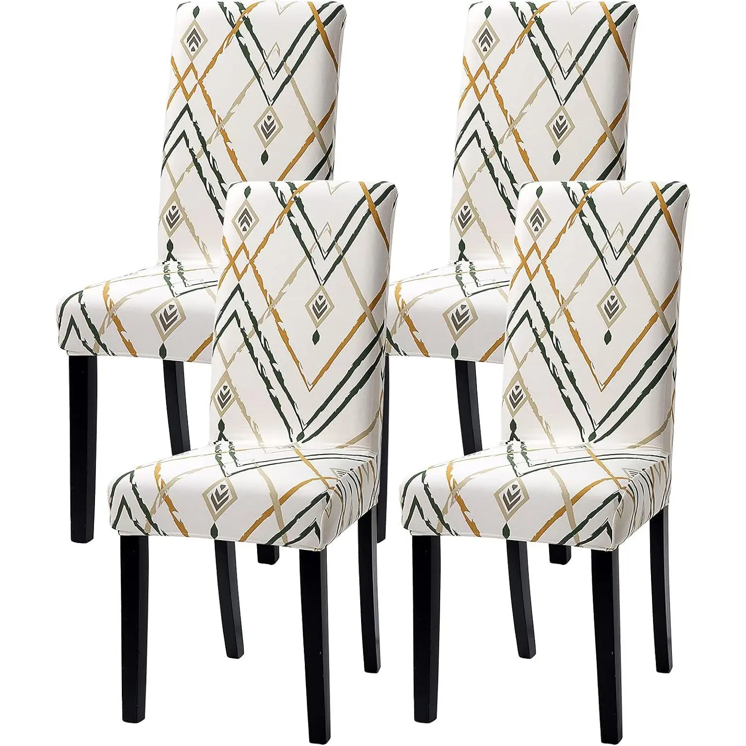 Dining Chair Covers, Stretch Spandex Chair Seat Cover Removable Washable Parson Chair Cover Chair Protector Slipcovers (Light Beige, 4)